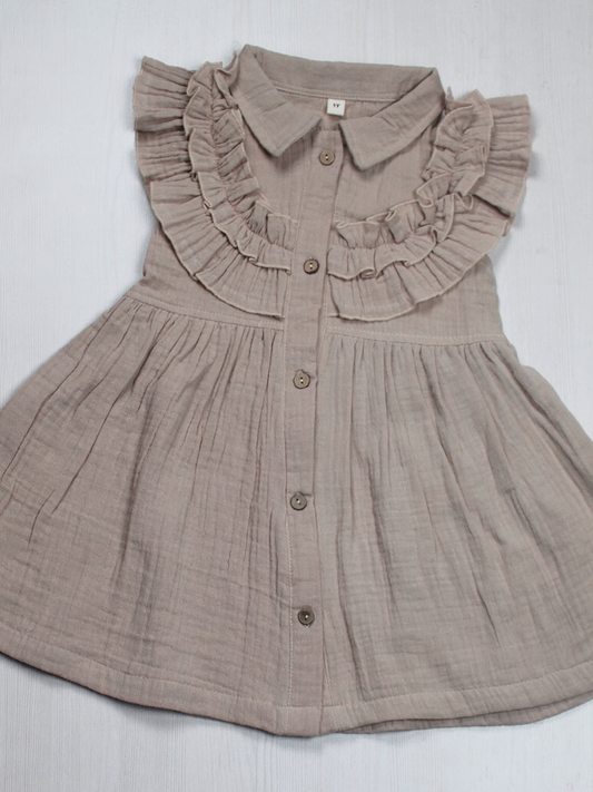 organic muslin ruffled collar Frock