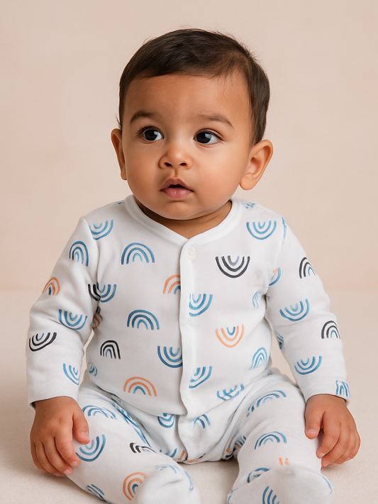 organic cotton baby bodysuit-rainbow