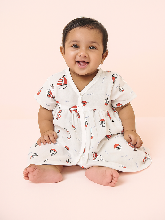 Organic muslin cotton baby frock