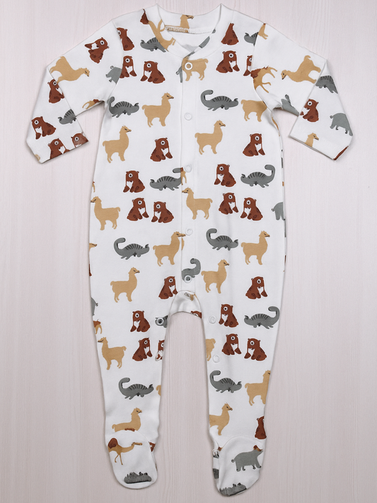Organic cotton Baby onesie with animal pattern