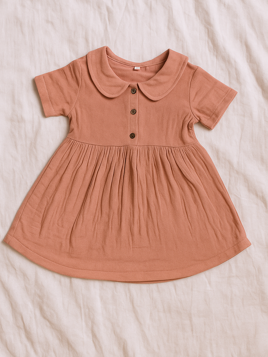 organic linen frock with peter-pan collar