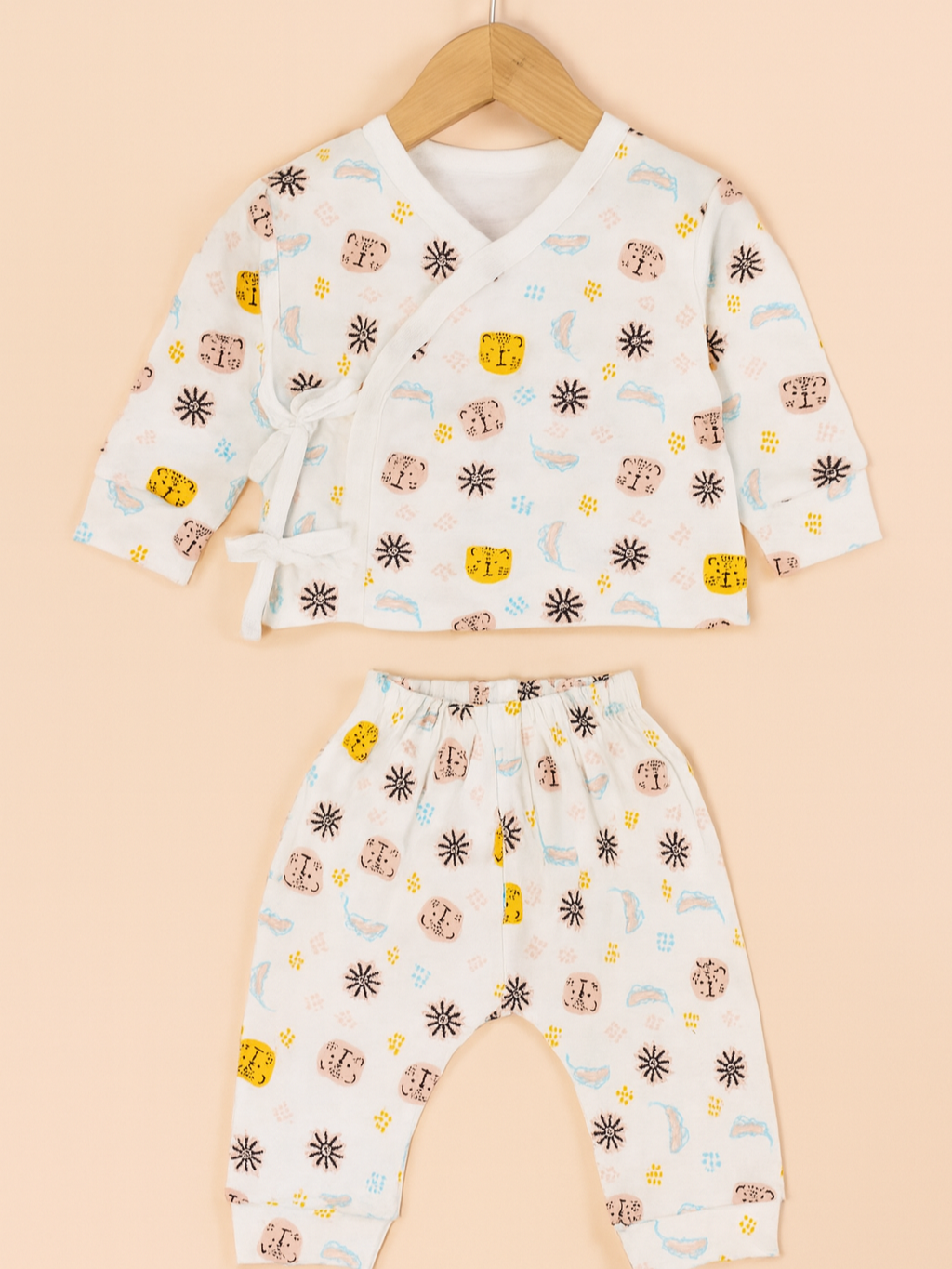 Organic cotton kimono set animal print