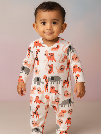organic cotton Safari Animal Print Baby Romper