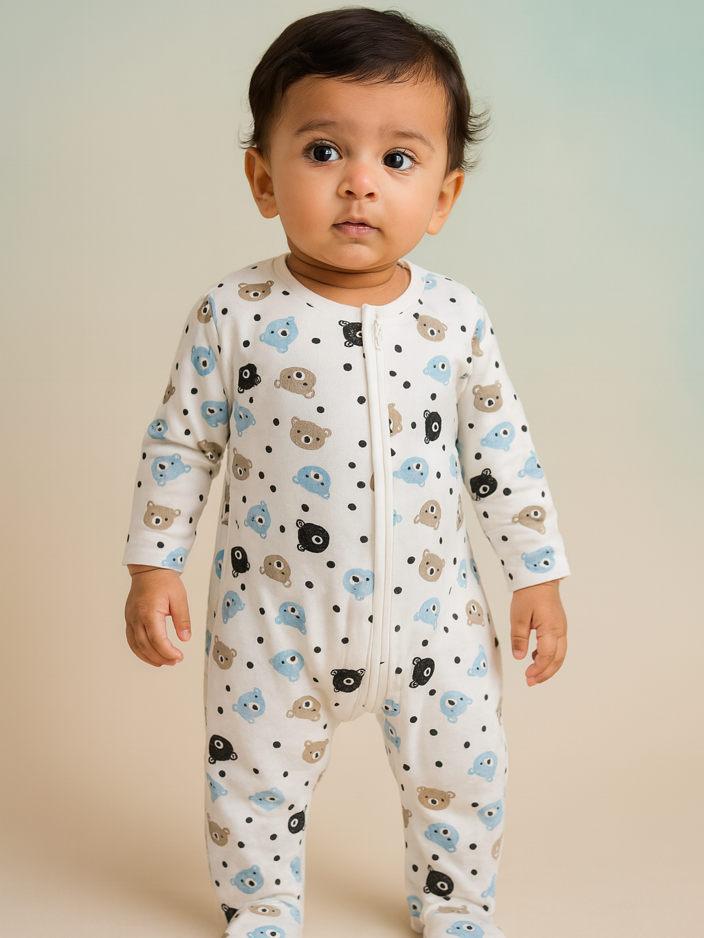 Organic cotton zip sleepsuit