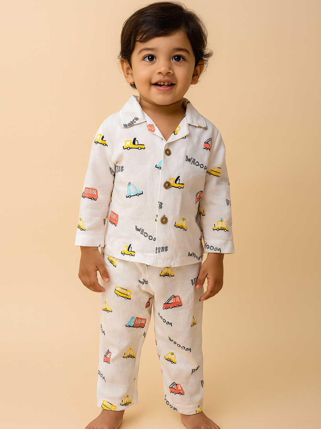Velvetyko Soft Organic Cotton Vehicle Print Pajama Set.