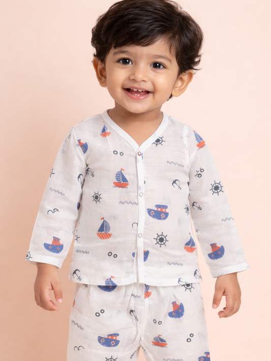 Organic Muslin Nautical Co-ord Set.