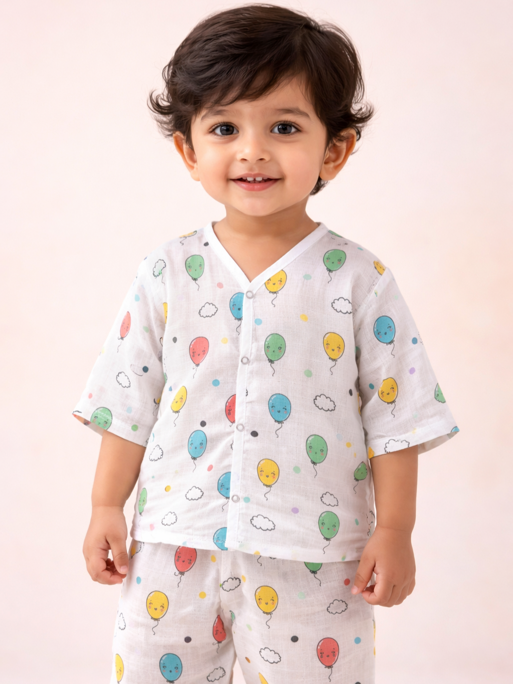 Baby Organic Muslin Nightwear Set with Balloon Print | Velvetyko