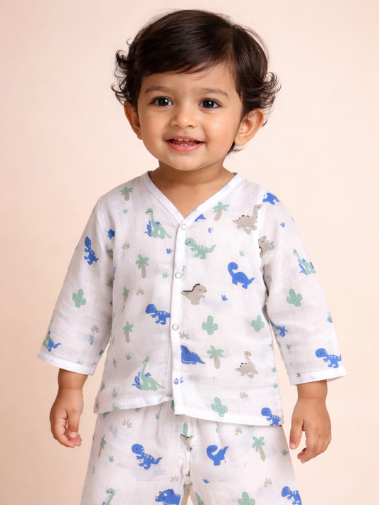 Baby Dinosaur Print Organic muslin Night Suit