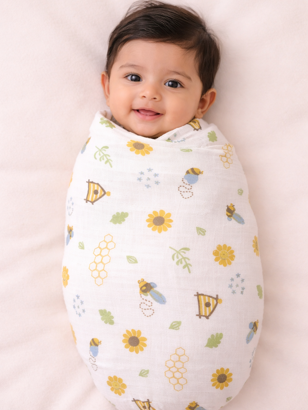 Honeybee Garden Print | Soft Organic Muslin Swaddle – Velvetyko
