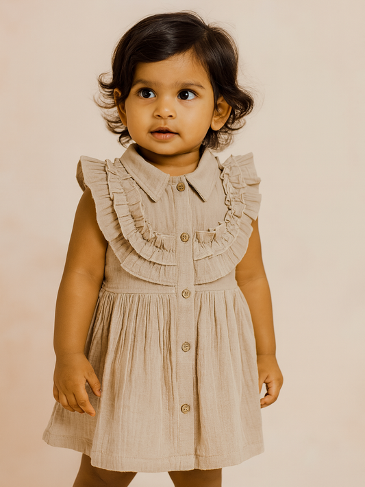 Muslin Collar Ruffle Frock 
