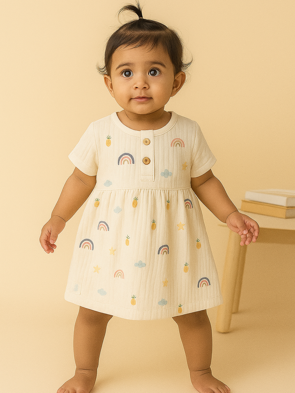 Girl Rainbow printed short sleeves Frock