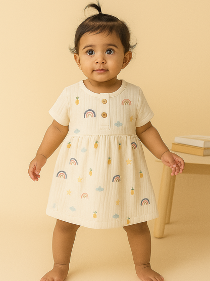 Girl Rainbow printed short sleeves Frock