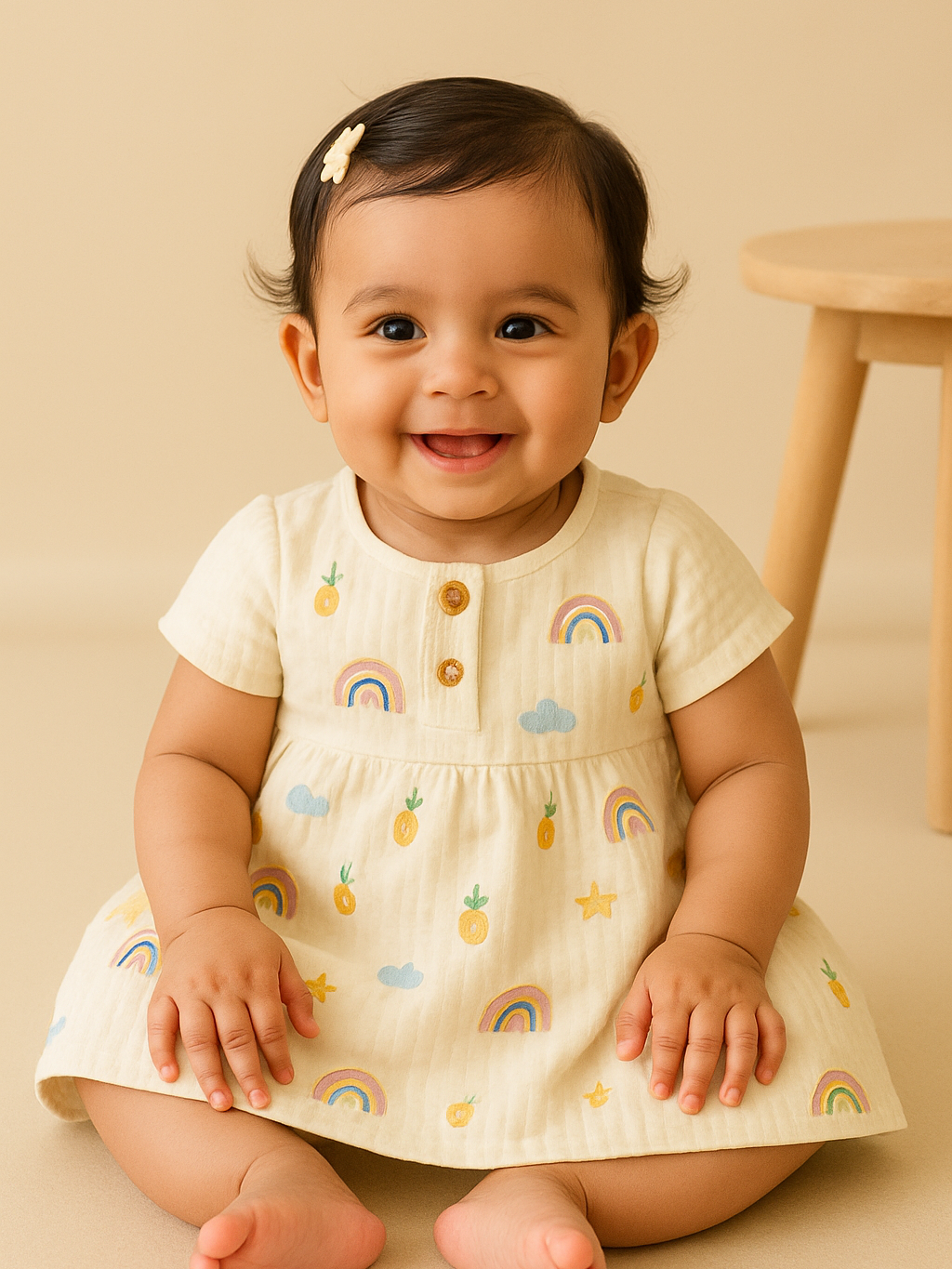 Baby Girl Rainbow print short sleeve frock