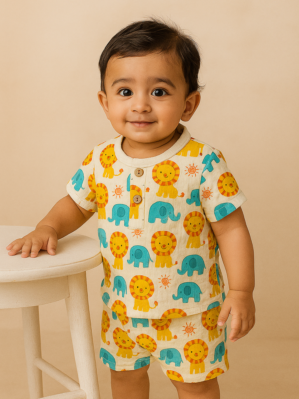 Baby animal print short sleeve shirt set