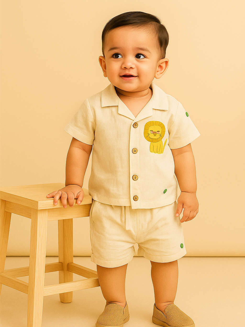 Organic Cotton with embroidery lion Boy Co-Ord Set