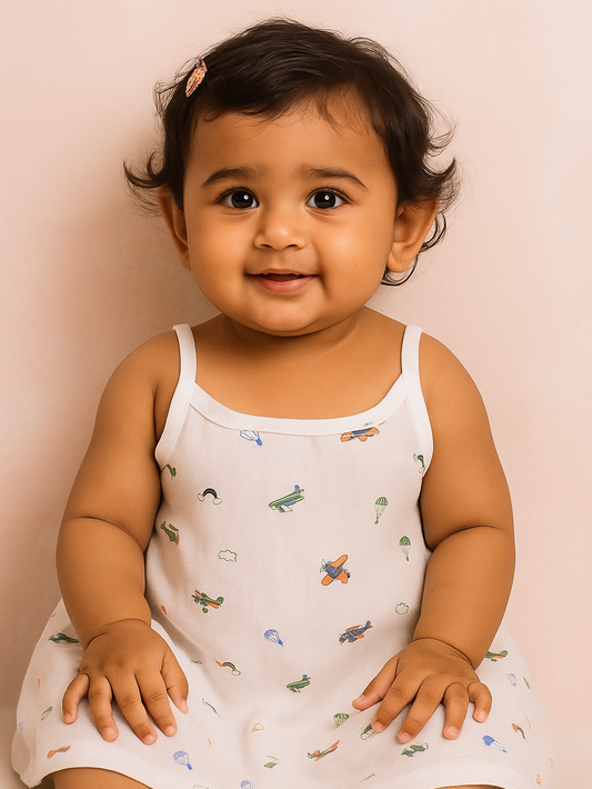 Knot tie baby girl organic Muslin Frock