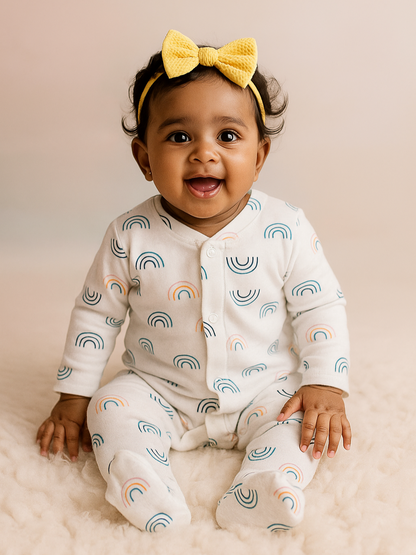 Organic cotton baby romper-rainbow