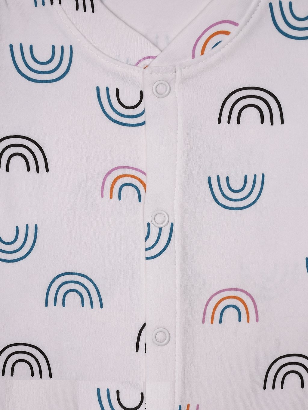Baby onesie with rainbow pattern