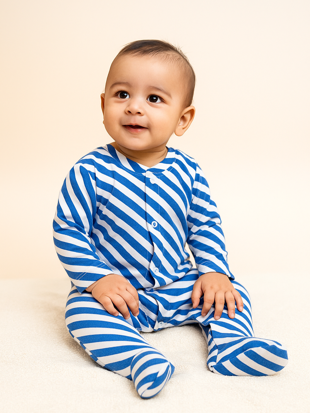 blue striped Organic cotton baby onesie