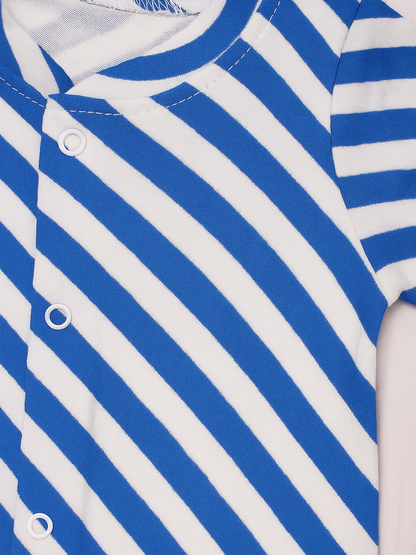 white & blue striped organic cotton baby onesie