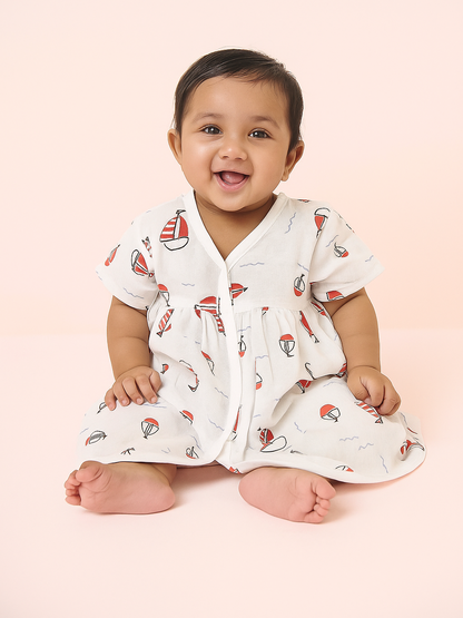 Organic muslin cotton baby frock