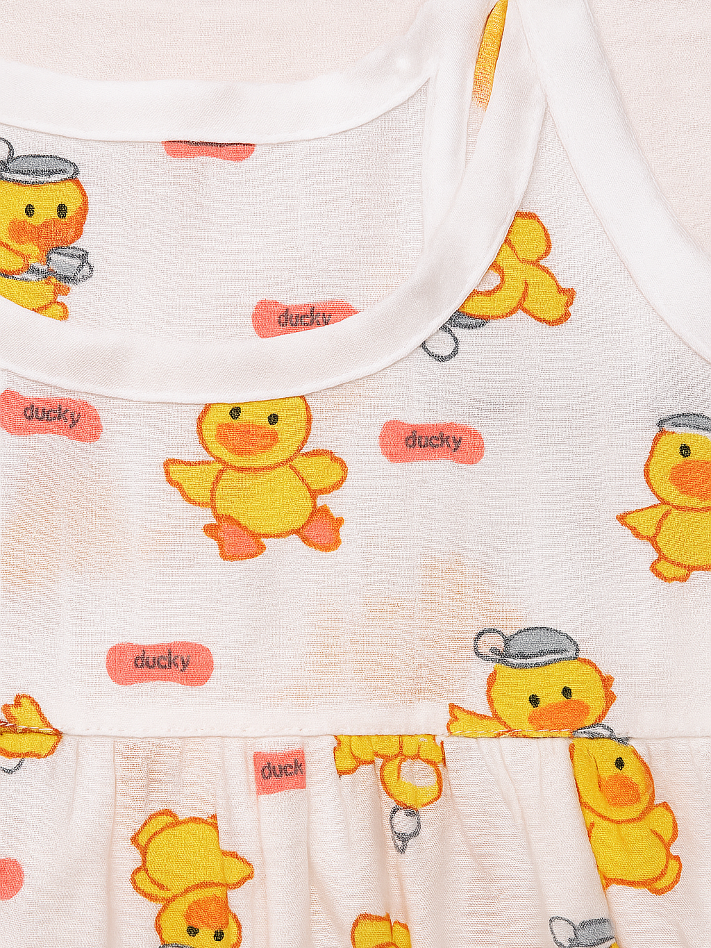 duck print organic muslin baby frock