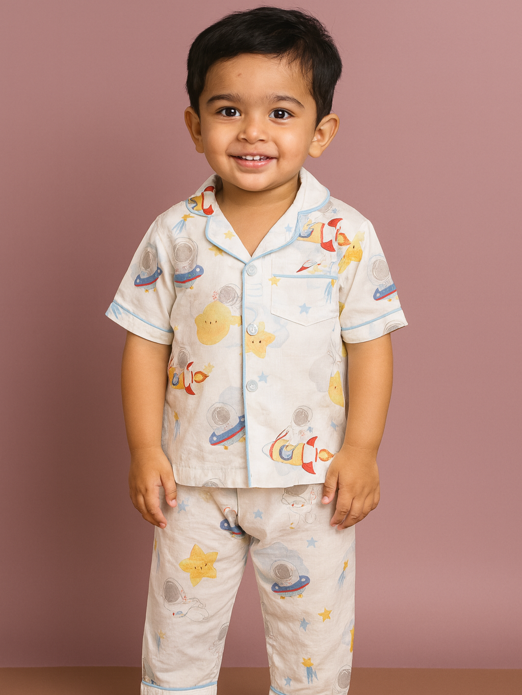 kid's astronaut organic cotton pajama set