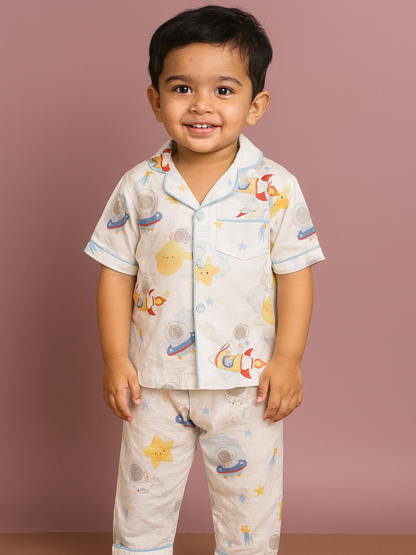 kid's astronaut organic cotton pajama set