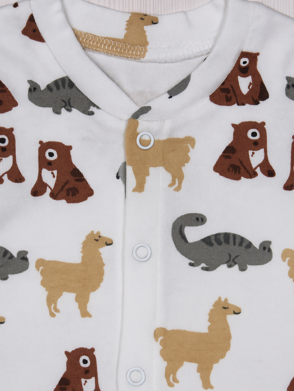 Baby onesie with animal pattern