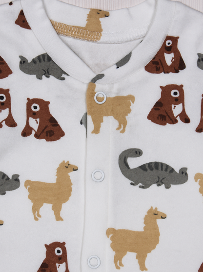 Baby onesie with animal pattern