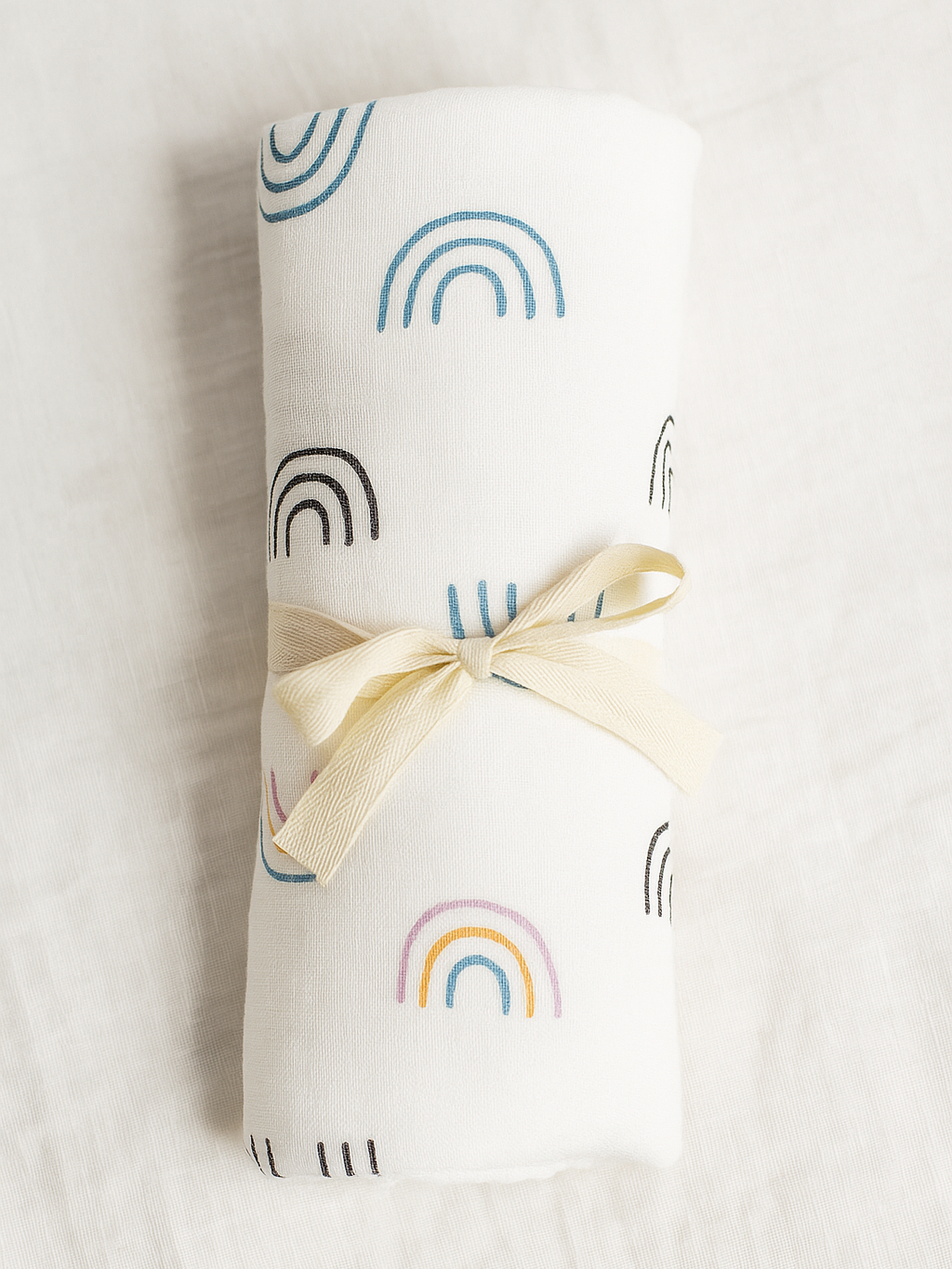 Organic Muslin Baby Swaddle with Rainbow