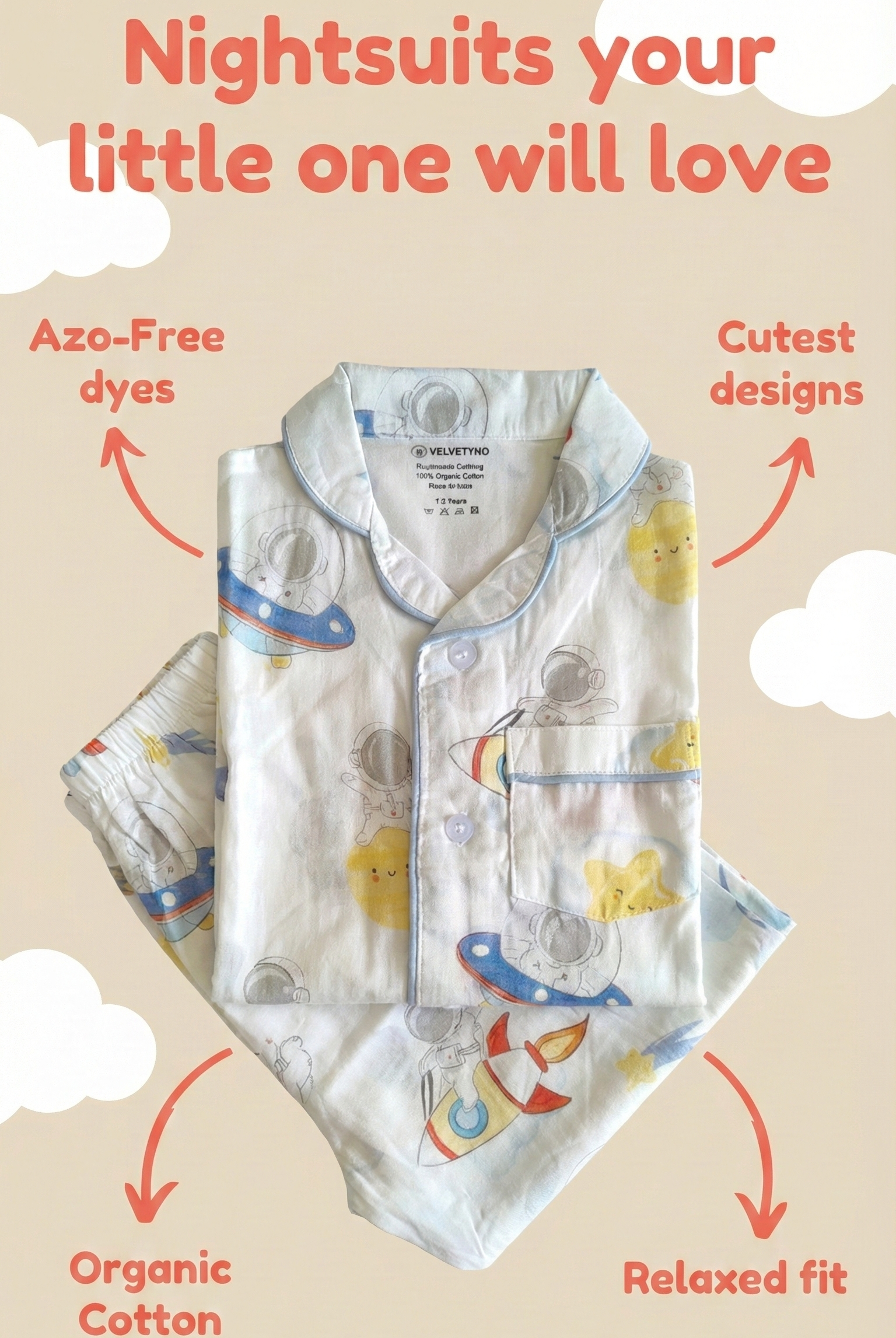 organic cotton velvetyko nightsuit