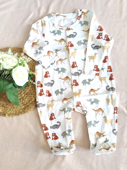 Organic cotton bodysuit with animal pattern