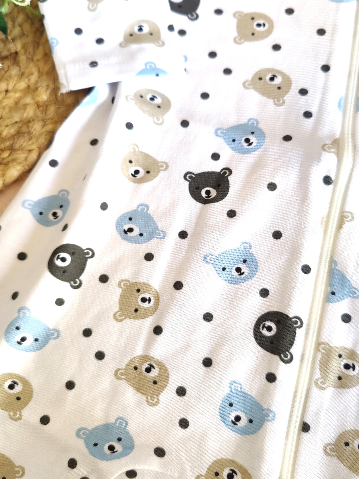 organic cotton bear zip romper
