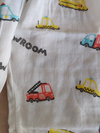 Velvetyko Soft Organic Cotton Vehicle Print Pajama Set.