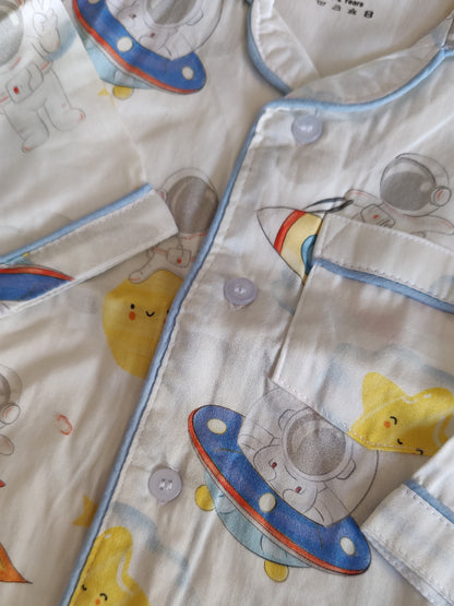 Kid's Astronaut Print Organic Cotton Pajama Set | Soft Nightwear for Boys & Girls – Velvetyko