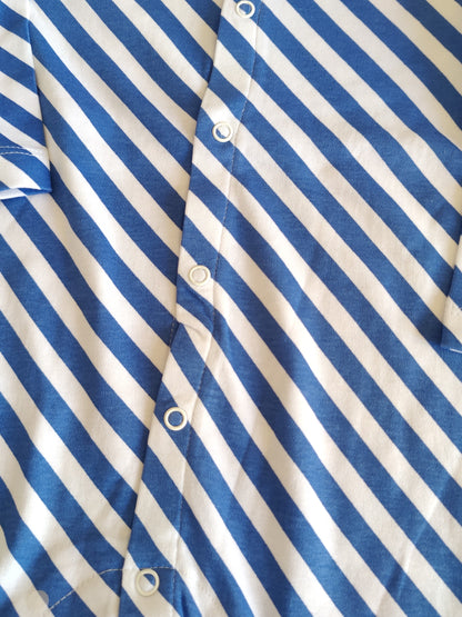 Organic cotton Romper/Bodysuit - White & Blue
