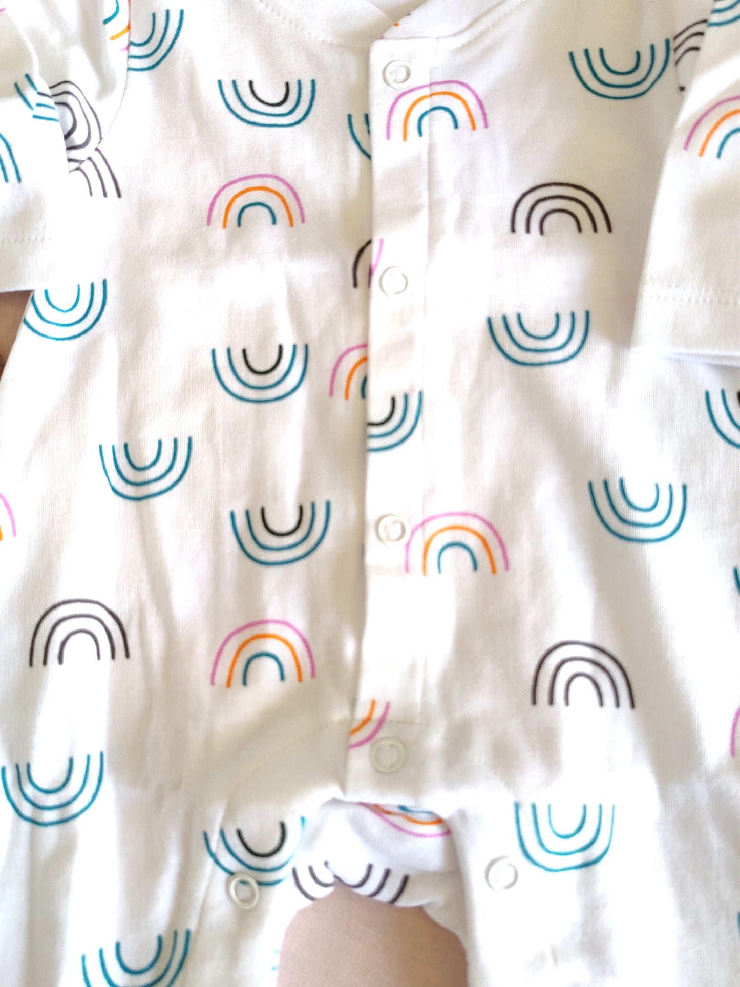 organic cotton Baby romper with rainbow pattern