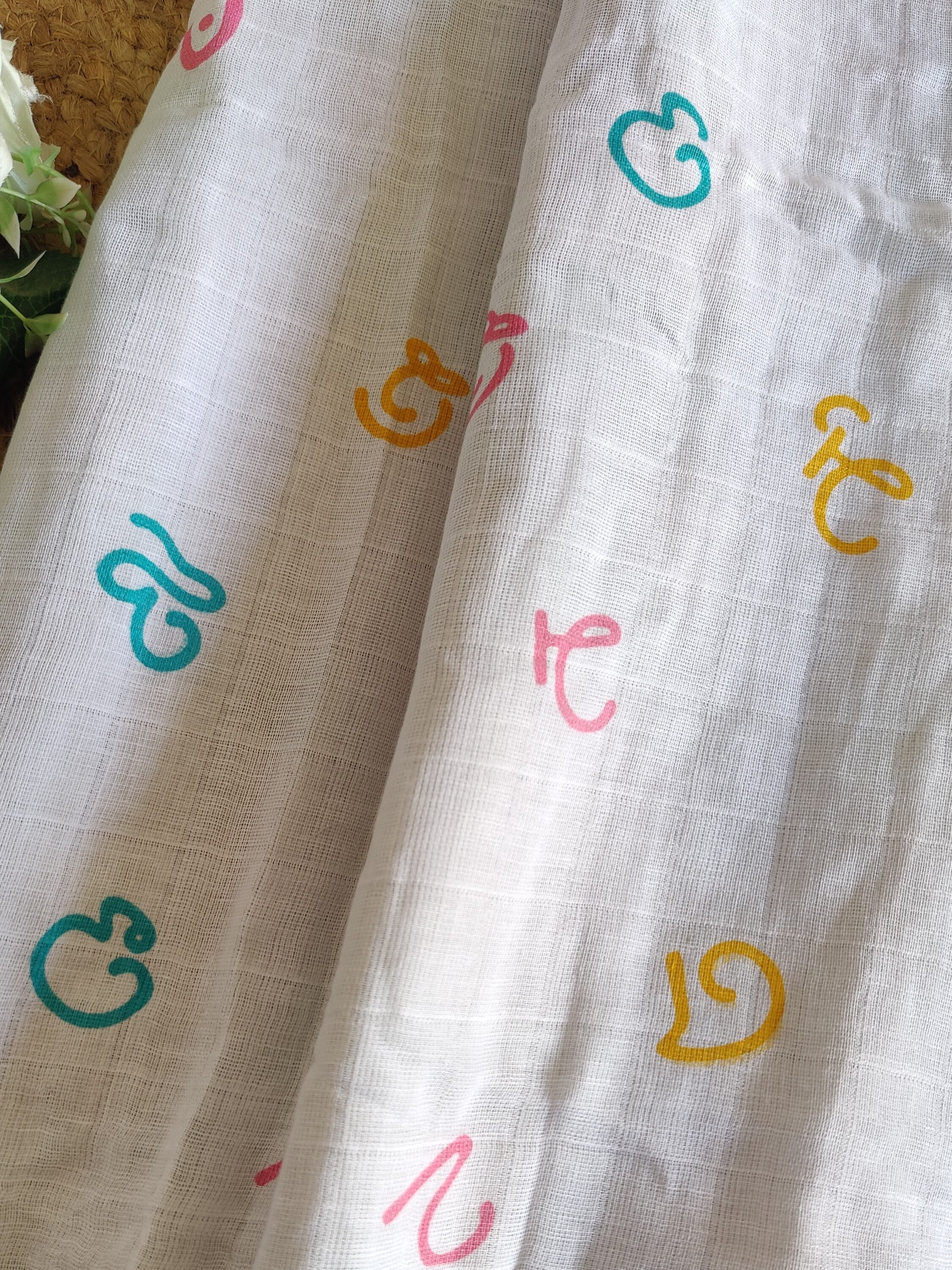 organic muslin baby colorful motifs quilt