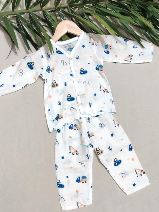 Children's pajama set with crane pattern