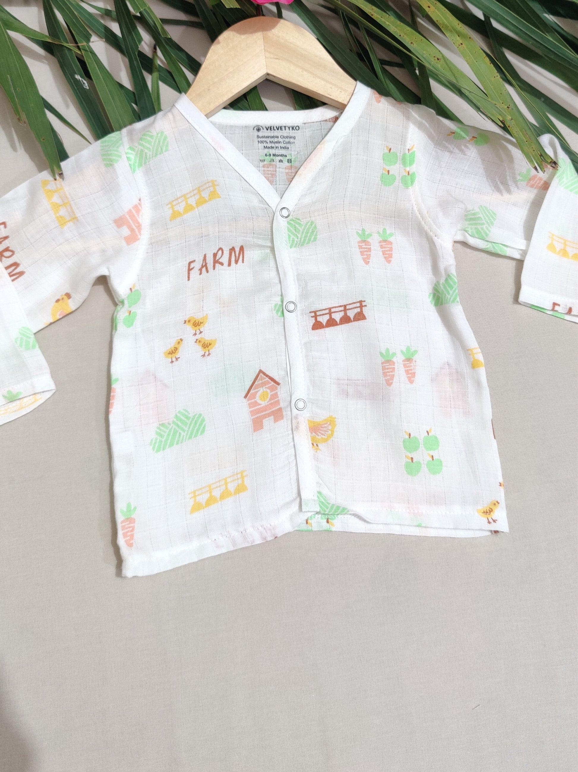 organic muslin baby full sleeves jhabla