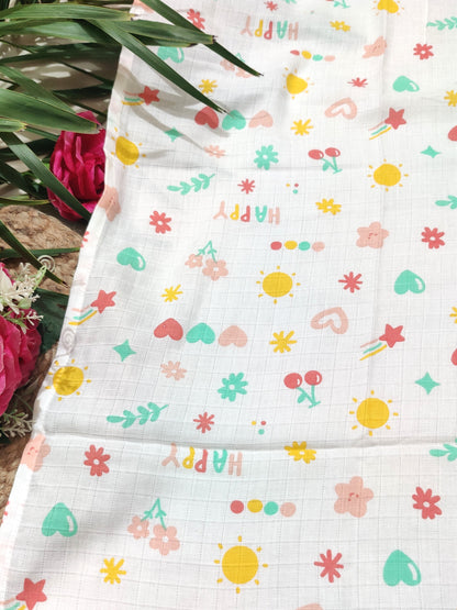 colorful happy cherry muslin baby swaddle