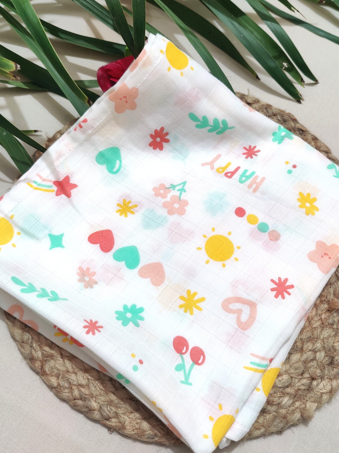 Colorful pattern organic muslin baby swaddle