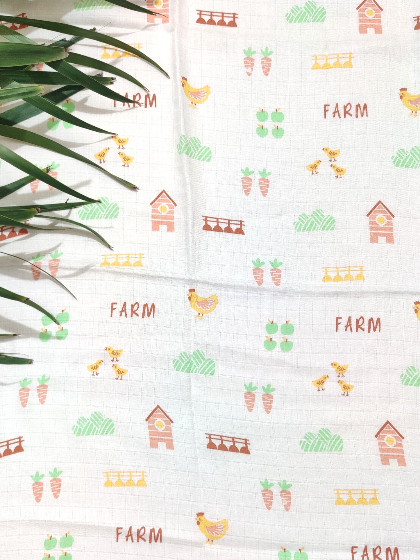 Farm Print Organic Muslin Baby Swaddle - Soft & Breathable | Velvetyko