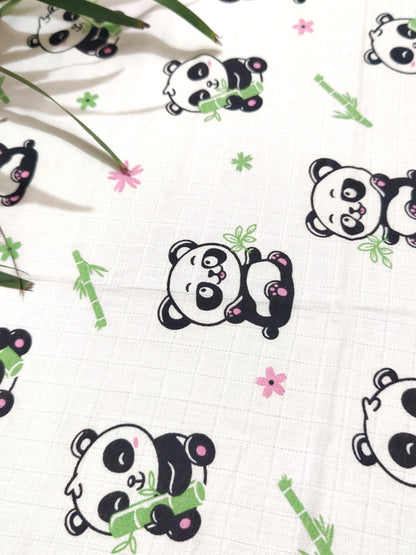 Panda print baby muslin swaddle