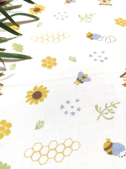 Honeybee Garden Print | Soft Organic Muslin Swaddle – Velvetyko