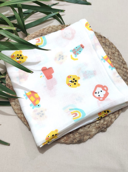 animal print organic muslin swaddle