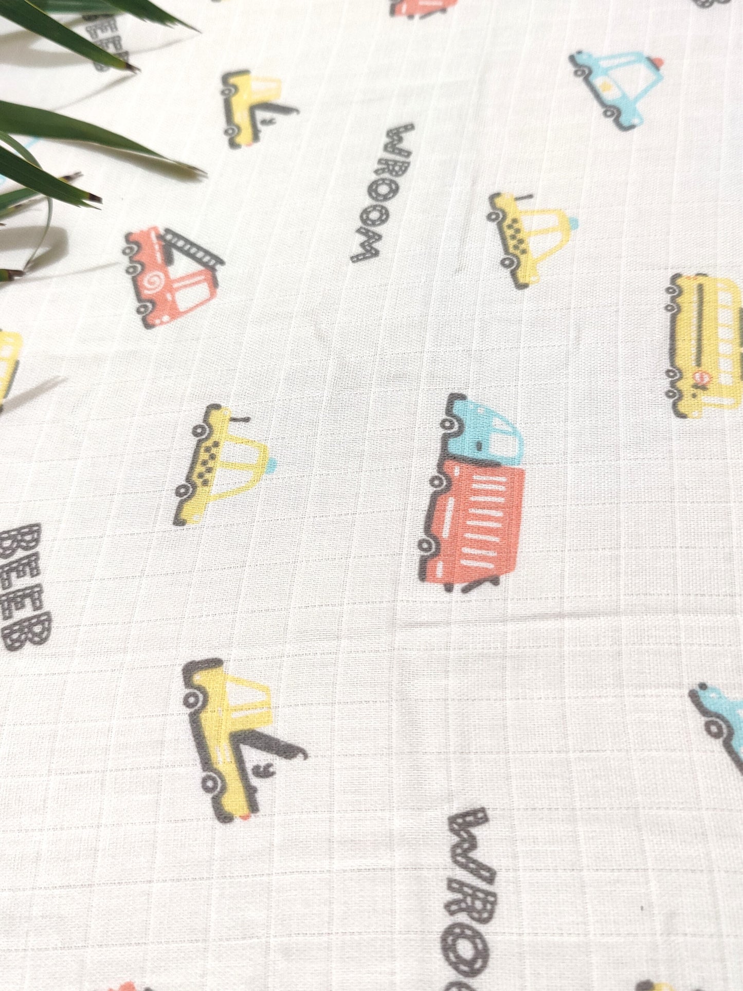 organic muslin swaddle traffic print