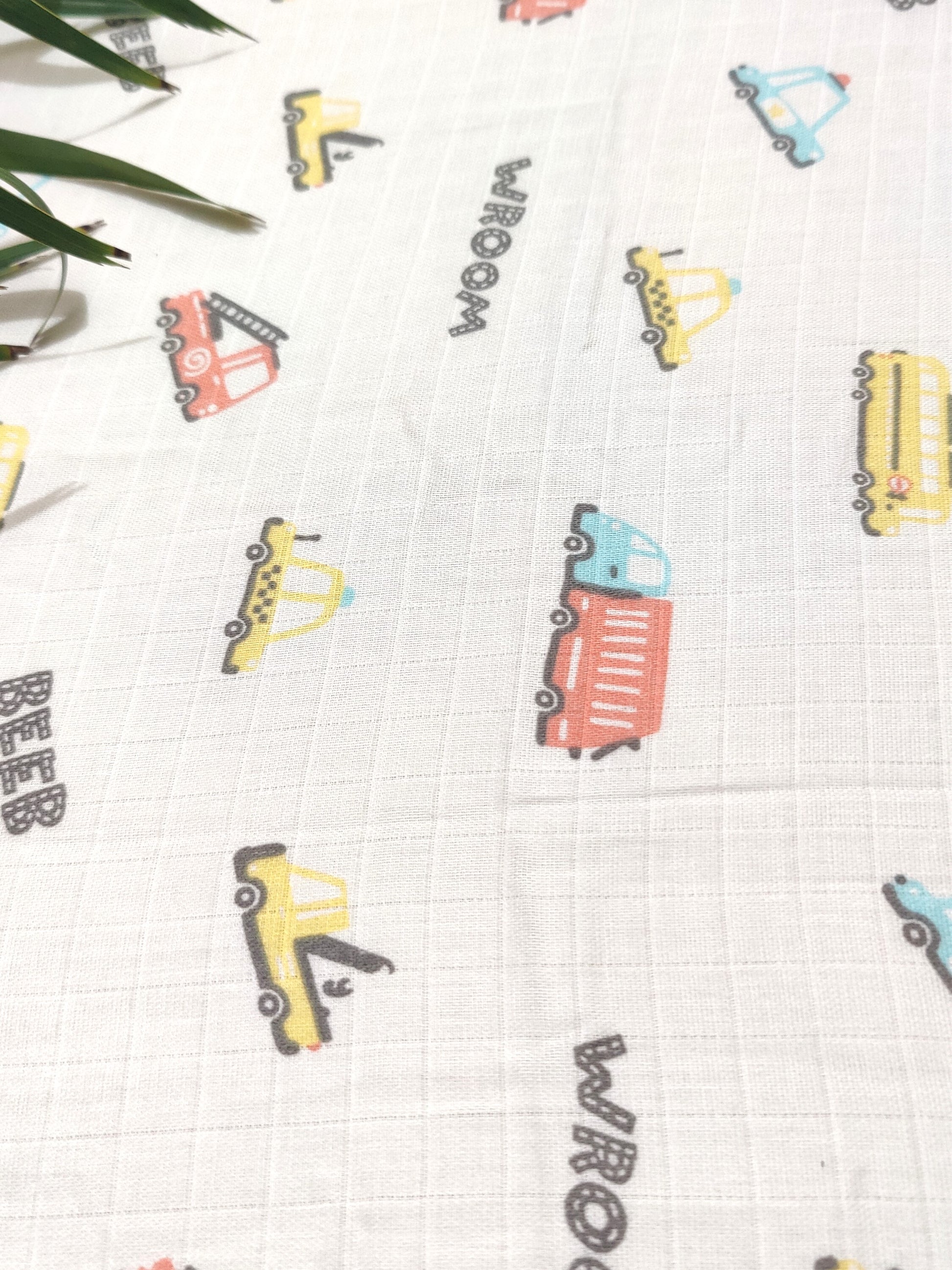 organic muslin swaddle traffic print