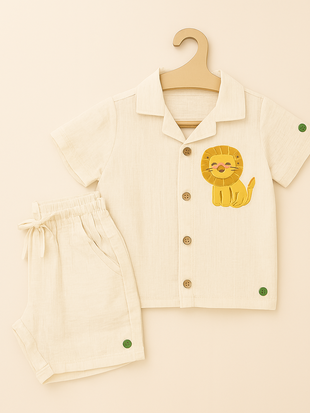 Organic Cotton with embroidery lion Boy Co-Ord Set
